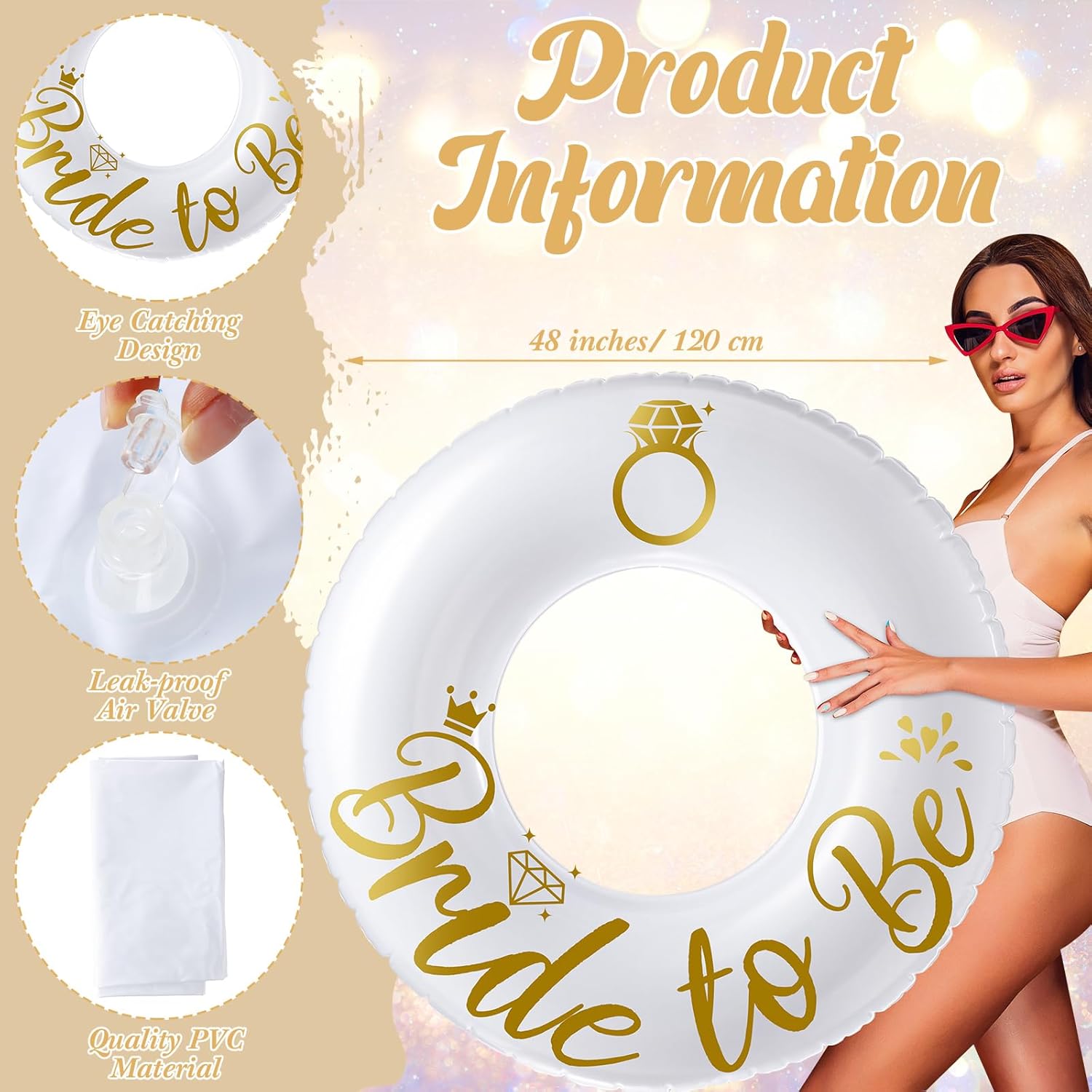 Silipull 2 Pcs Bride and Groom Pool Floats, 48 Inch Bachelorette Inflatable Rings Tubes for Bachelorette Party, Hen Party, Bridal Shower Decor, Engagement Favors and Wedding Gift