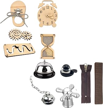 Potatomato Motessori Wooden Busy Board Accessories & Life Toys for Kids