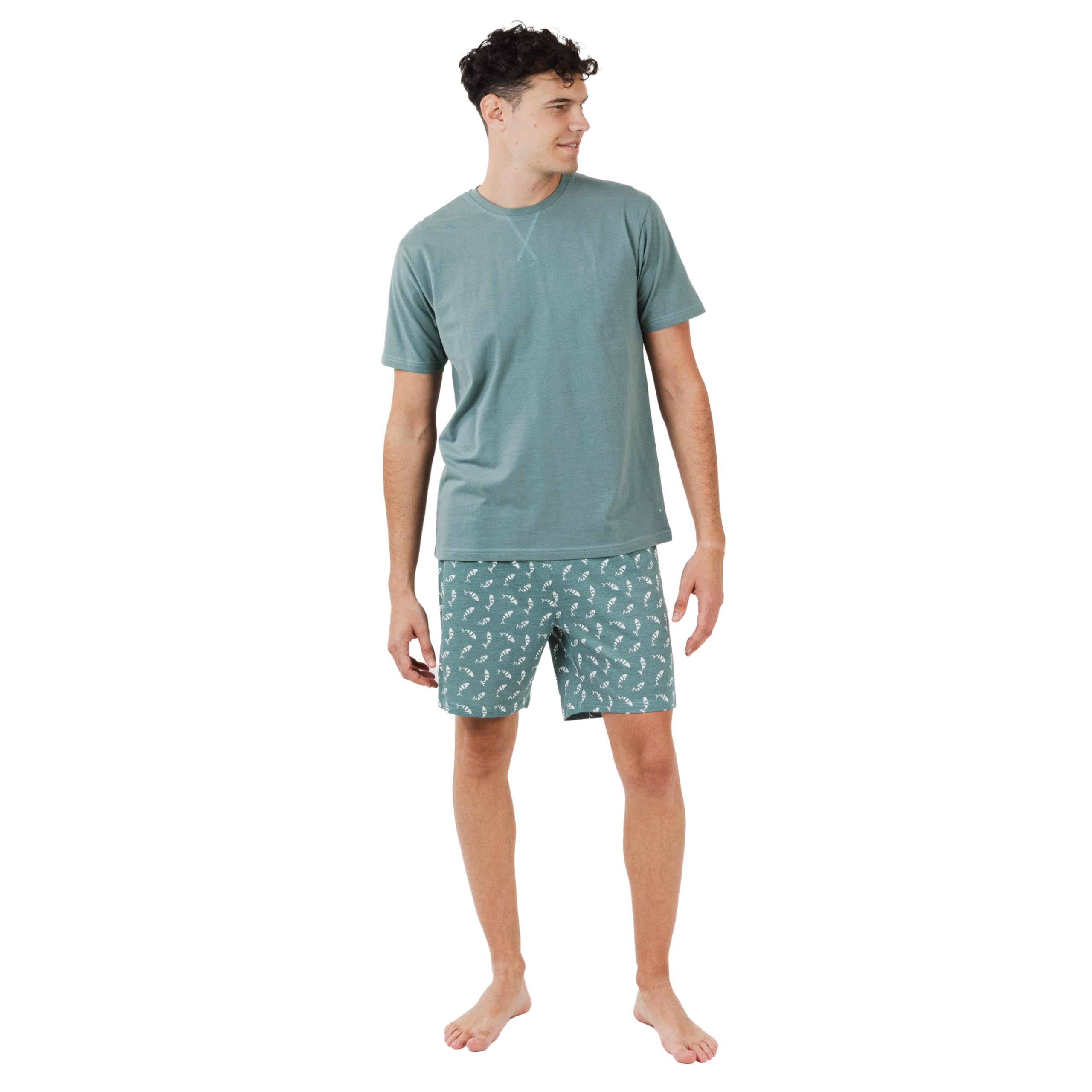 TRAMAS+ Pijama Hombre Verano, Conjunto de Pijama Camiseta Manga Corta y Pantalon Corto, Pijama Cómodo y Fresco
