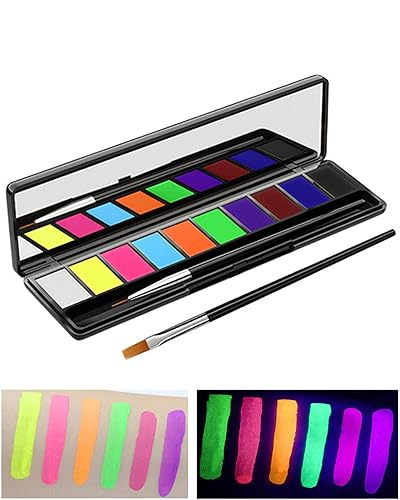 Paleta de pintura activada por agua de neón de 10 colores, gráfico hidra de brillo UV de arcoíris mate, delineador de ojos neón luminoso de color,