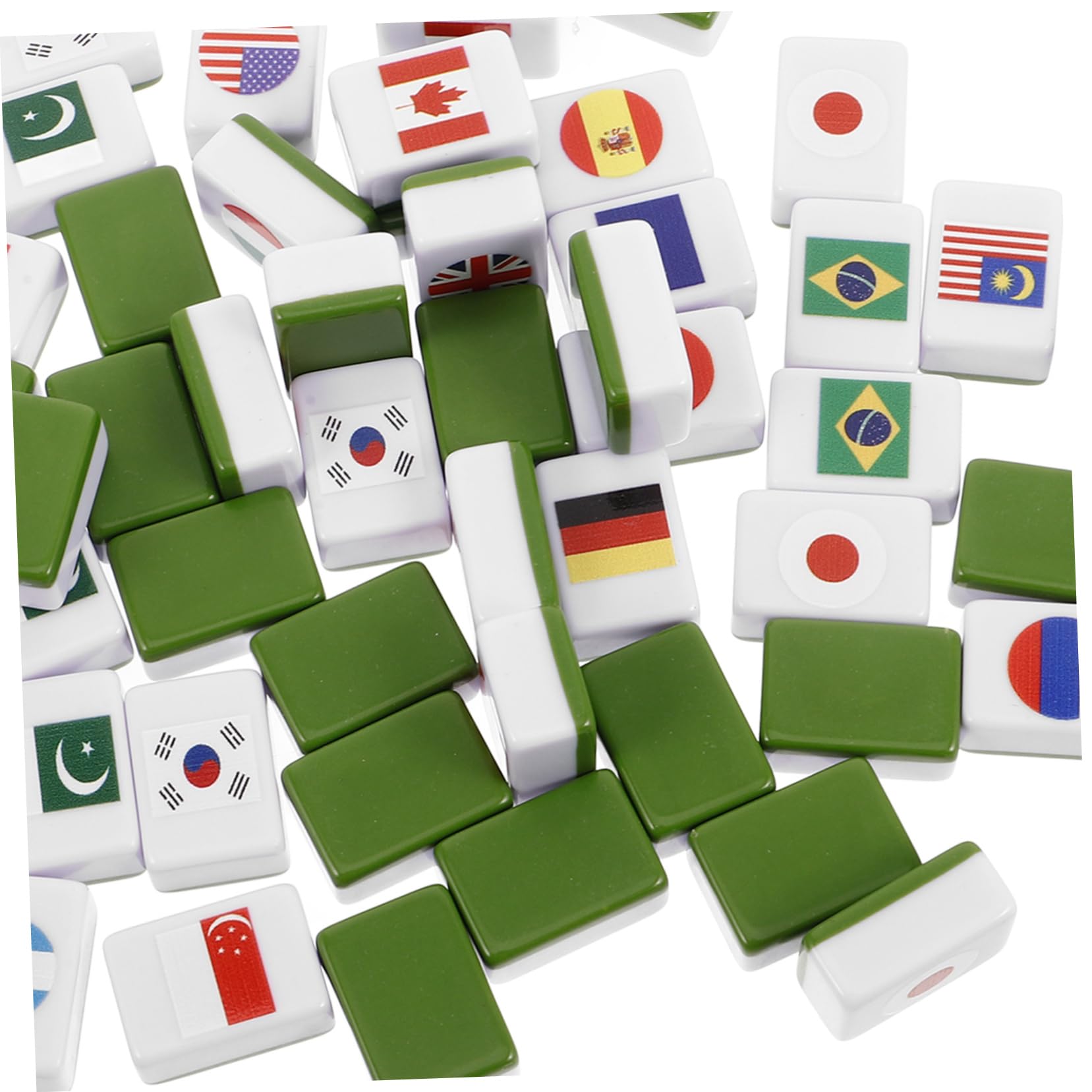 VICASKY Set de 48 Piezas de Mahjong Diseño de Bandera Nacional para Adultos y Niños, Juegos Familiares Mahjong Modos de Juego Variados y Reglas Fáciles de Aprender