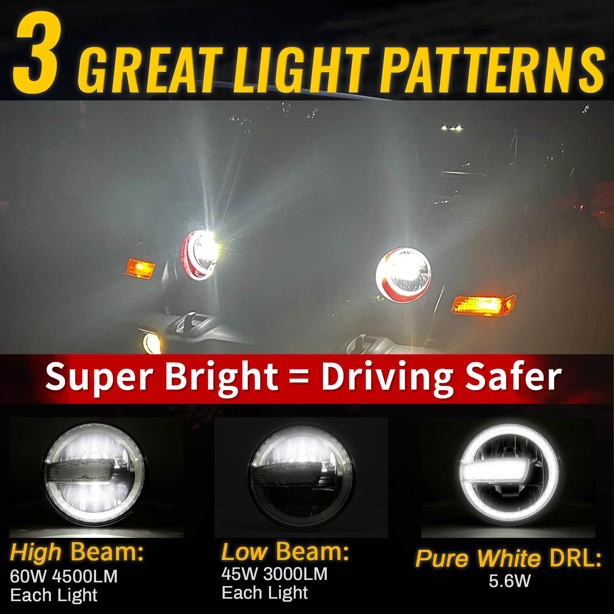 DOT 9 Inch LED Headlights Headlamps Assembly Compatible with 2018-2025 Wrangler JL JLU Gladiator JT, Hi/Lo Beam with DRL