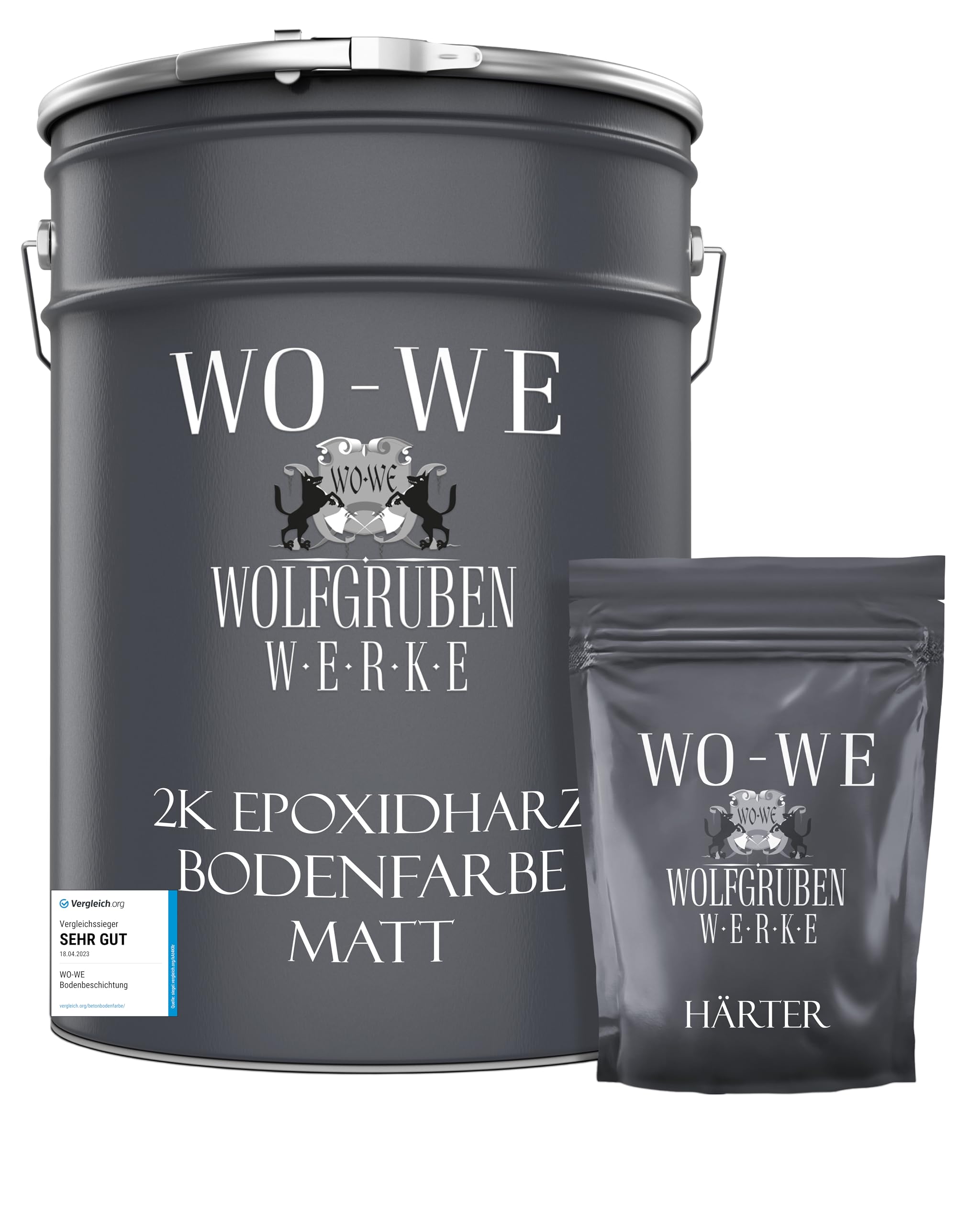 WO-WE 2K Epoxidharz Garagenfarbe Bodenbeschichtung MATT W702 Silbergrau RAL7001-10kg