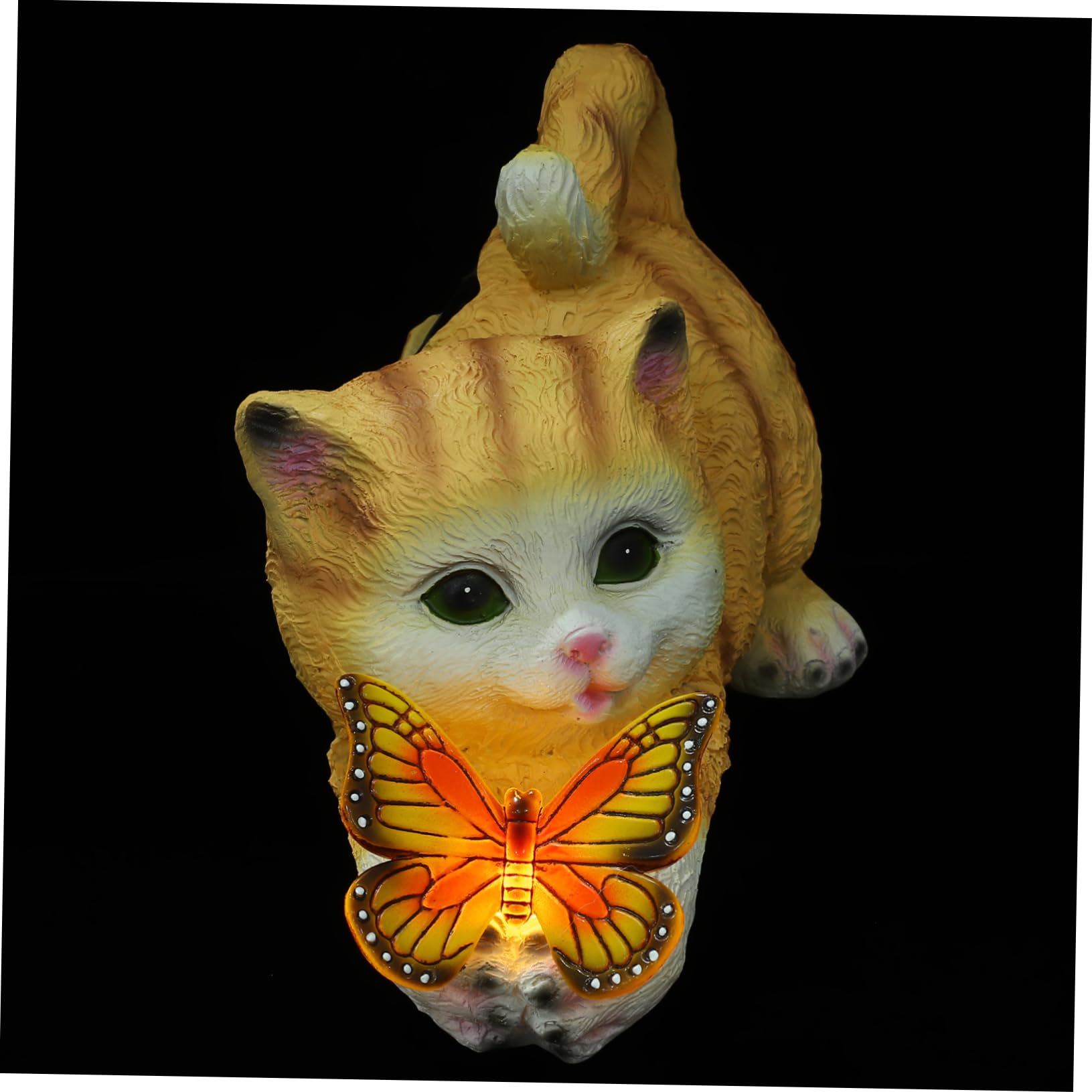 Realistische Katzenfigur Einzigartiges Katzenornament aus Kunstharz mit Solarlicht für Raumdekoration und Gartendeko Geschenk für Sammler und Lehrer