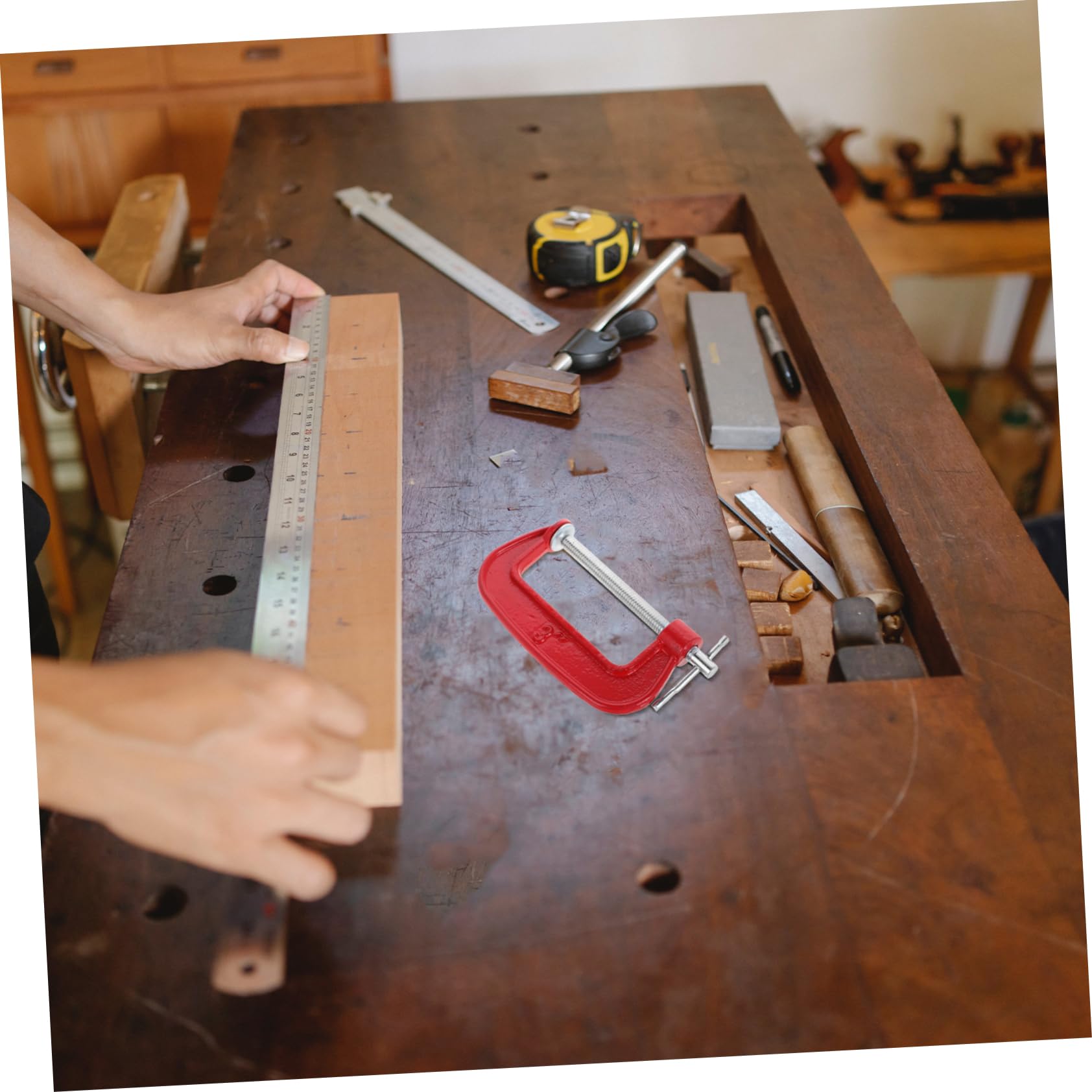 jojofuny 6pièces Jeu de Serre-joints C Ouverture de Mâchoire de Serre-joints Robustes Métal Rouge pour Travaux de Menuiserie Soudure et Fixation