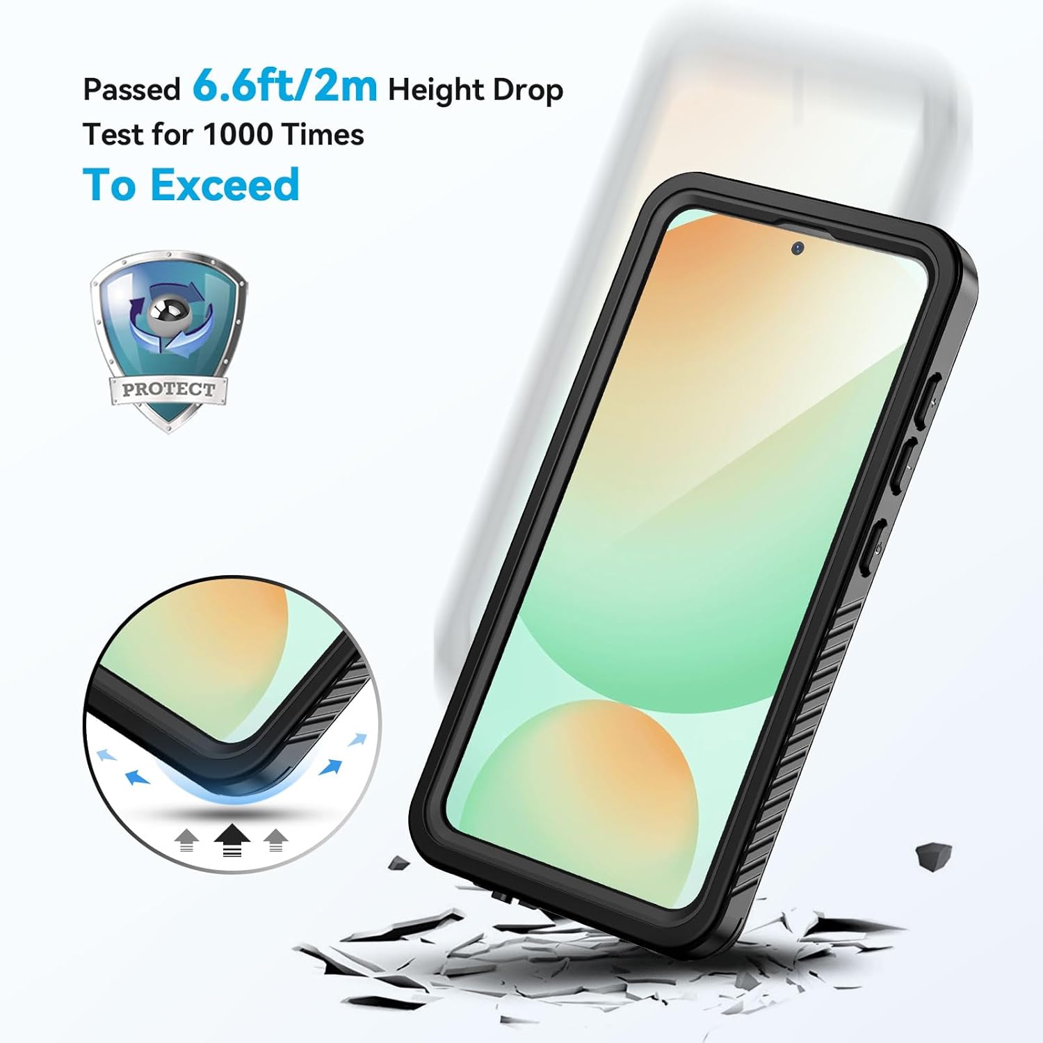Lanhiem for Samsung Galaxy S24 FE Case, IP68 Waterproof Dustproof with Built-in Screen Protector, Heavy Duty Full Body Protective Phone Case for Galaxy S24 FE 5G 6.7 Inch, Black