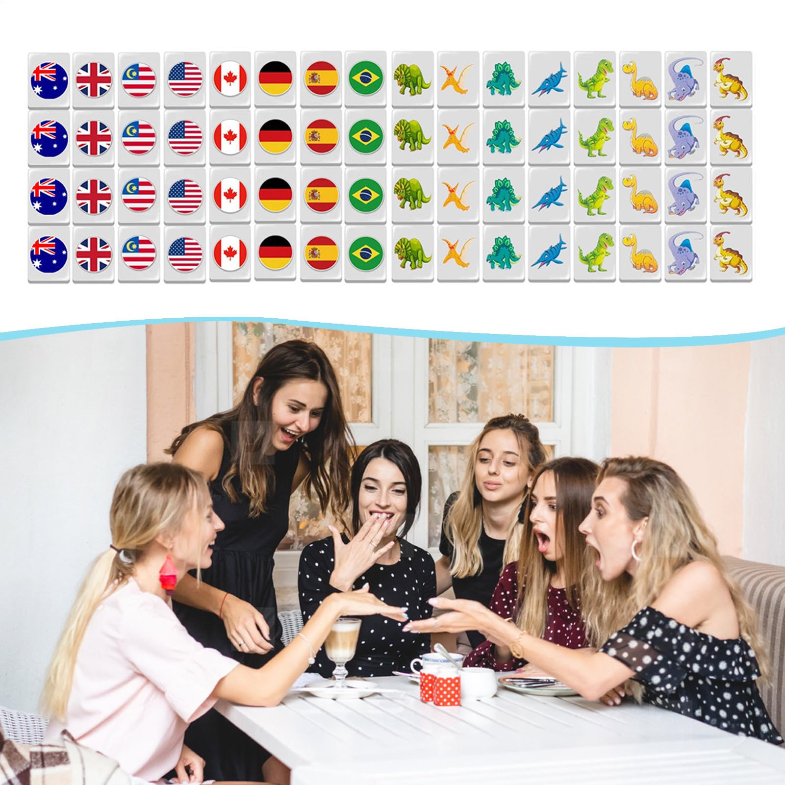 Juego de Mahjong, Juego de Mahjong de viaje | 65 juegos de azulejos con | patrón de bandera | Juegos de mesa familiares de Seaside Escape, juegos de familiares, bloques de azulejos fijados para