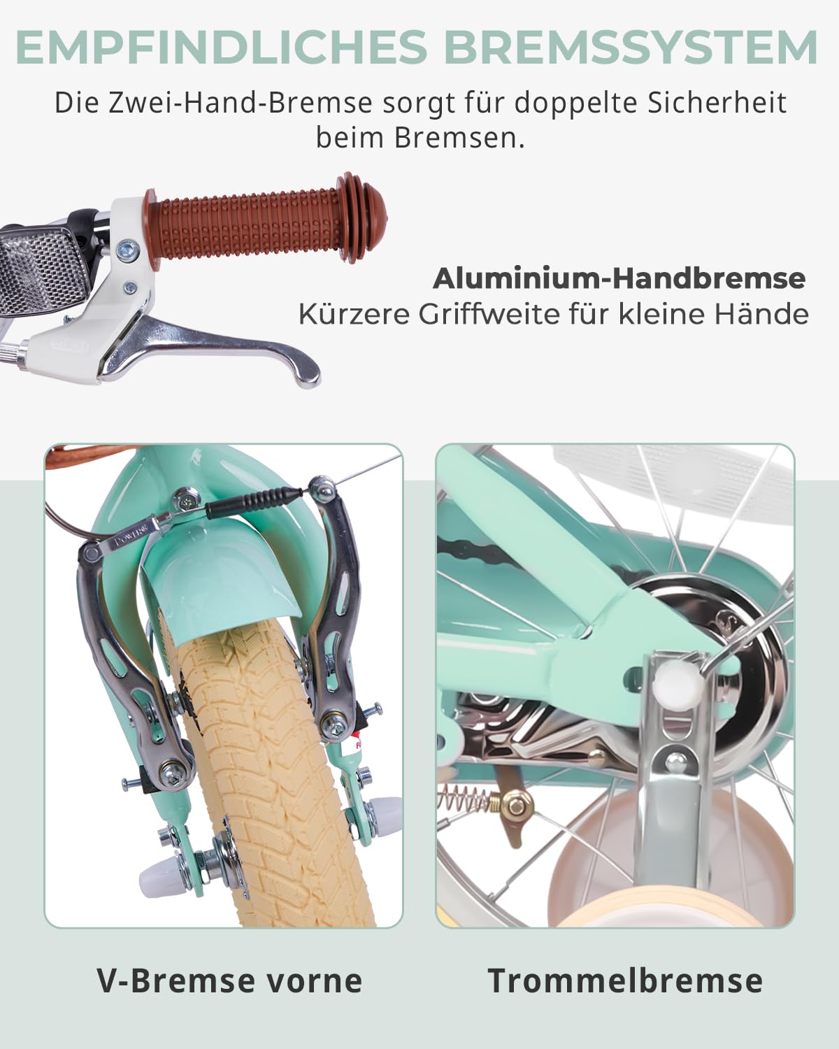 Bloom 12 14 16 18 20 Zoll Retro Mädchenfahrrad für 2-13-Jährige, mit Weidenkorb und Stützrädern, Rosa/Grün/Pfirsich/Gelb