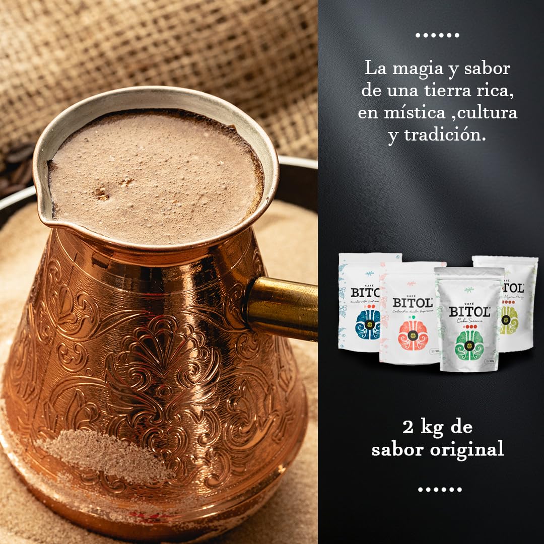 Café Bitol Super Pack | 2 kg de Café | Especialidad de Origen Único | 4 Variedades Premium: Colombia Huila Supremo, Costa Rica Mujeres Honey, Cuba Serrano y Guatemala Antigua | Alta Cata