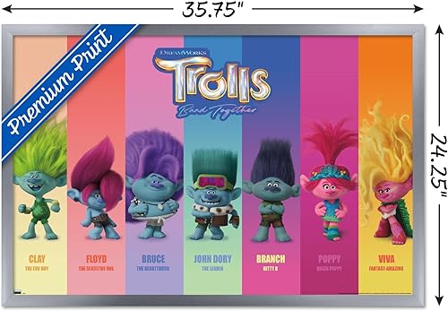 Miniatura 3 de Trends International Trolls Band Together - Póster de pared Perfect Harmony, 22.37 x 34.00 pulgadas, versión enmarcada en plata