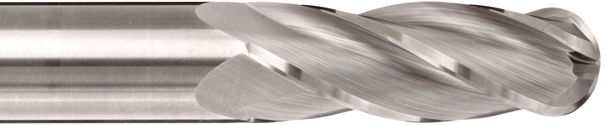 Melin Tool CCMG-M-M-LB Carbide Ball Nose End Mill, Metric, Uncoated (Bright) Finish, 30 Deg Helix, 4 Flutes, 100mm Overall Length, 10mm Cutting Diameter, 10mm Shank Diameter