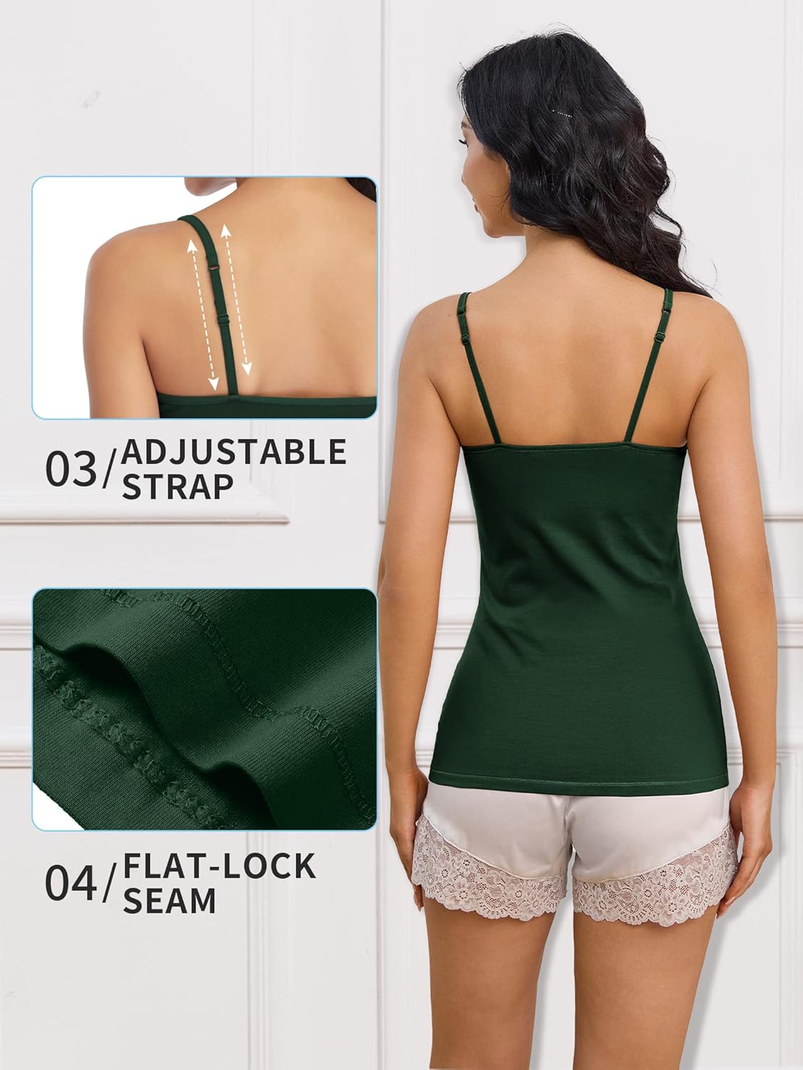 ATTRACO Women's Cotton Camisole Shelf Bra Spaghetti Straps Tank Top - Image 4