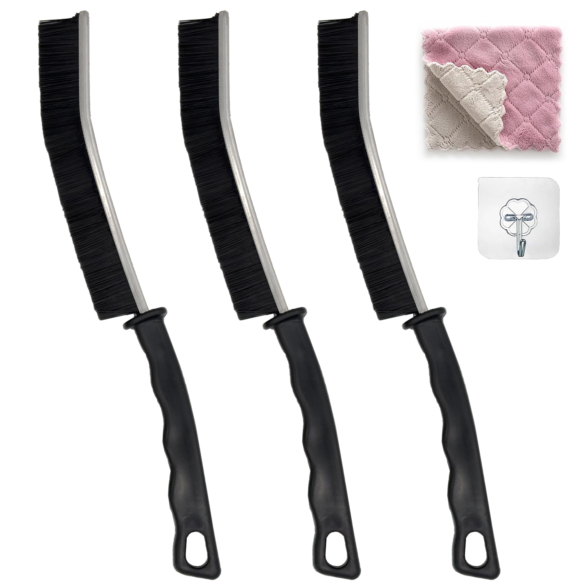 Crevice Cleaning Brush Set (3 Pack) – Multifunctional Gap Cleaner Tool for Bathroom, Kitchen, Car Vents, Sliding Doors, Keyboards – Stiff Bristles, Ergonomic Handle
