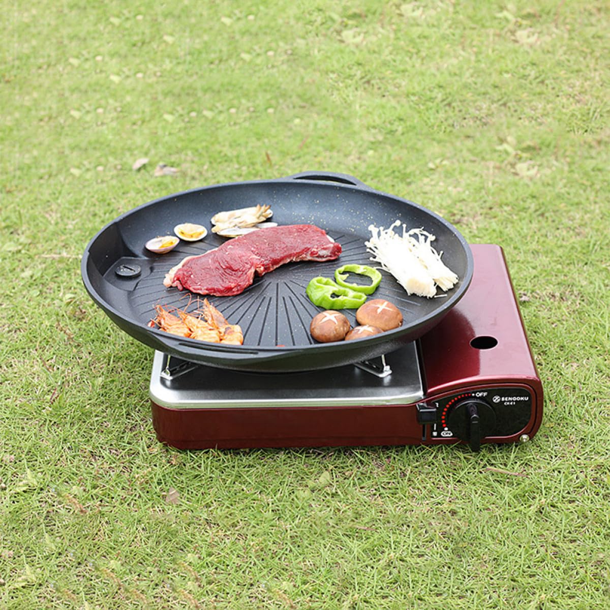 Toyvian Piastra Barbecue Portatile Antiaderente in Pietra Medica Nera