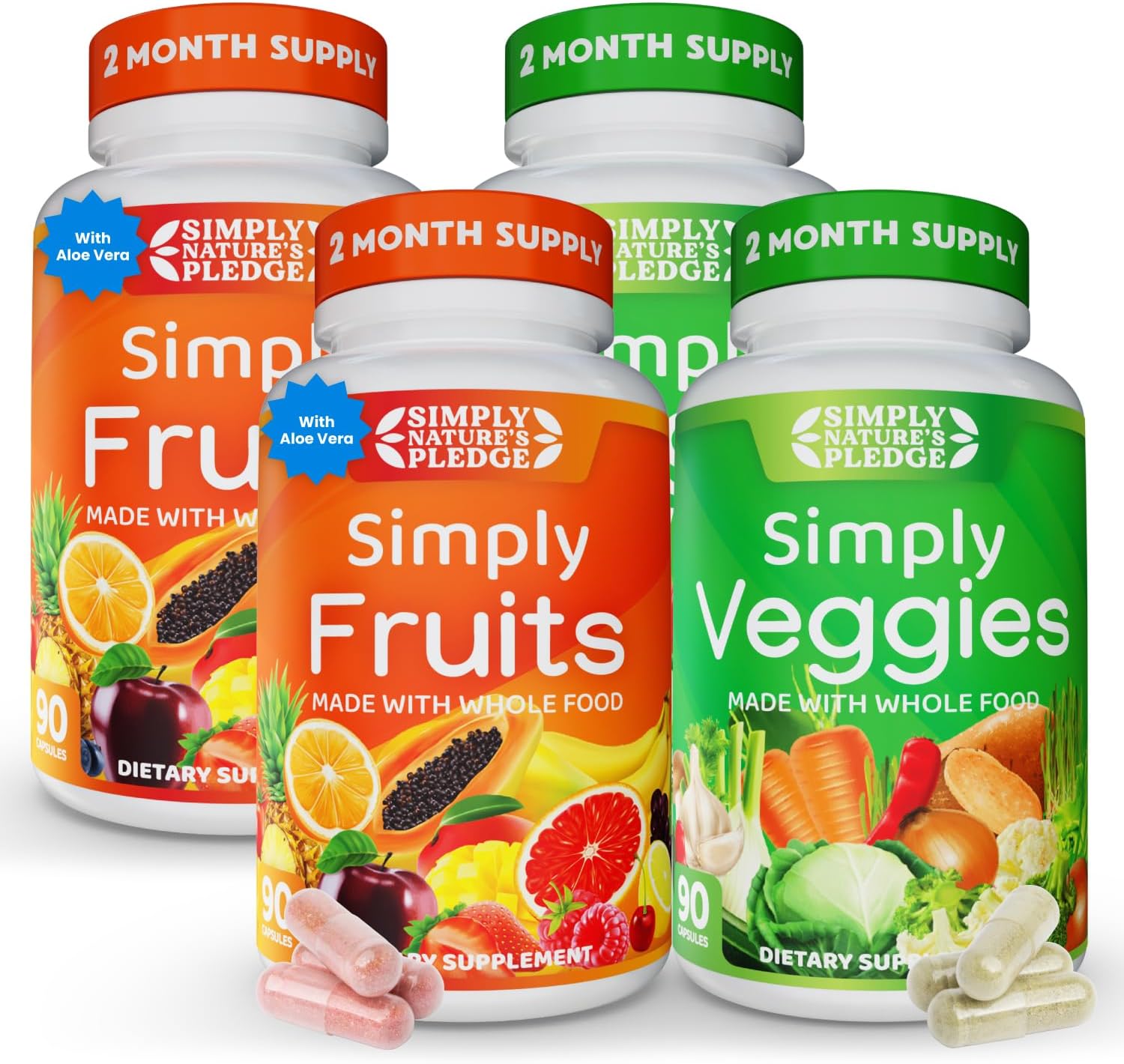 - Packed with 42 Different Fruits & Vegetables - 2-Month Supply - Made with Real, Non-GMO Whole Foods - Supports Energy & Overall Wellness - Soy-Free - 360 Capsules