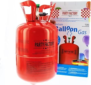 Party Factory Helium Tank, 7 cu.ft, Red - Fills up to 30 Balloons, Unisex, Occasion Type: Birthday, Bachelorette Party, Christmas, Wedding