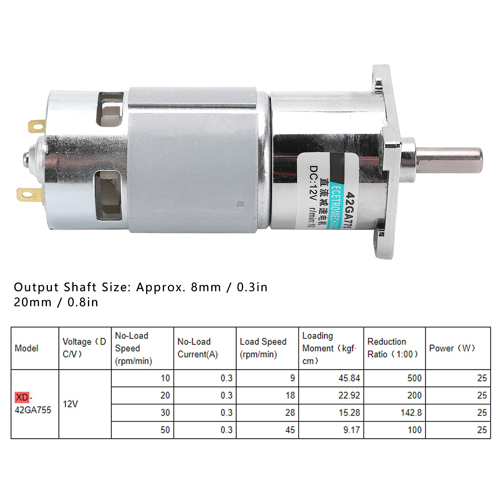Garosa 12V DC Silnik Przekładniowy 50 RPM Niska prędkość CW CCW (10