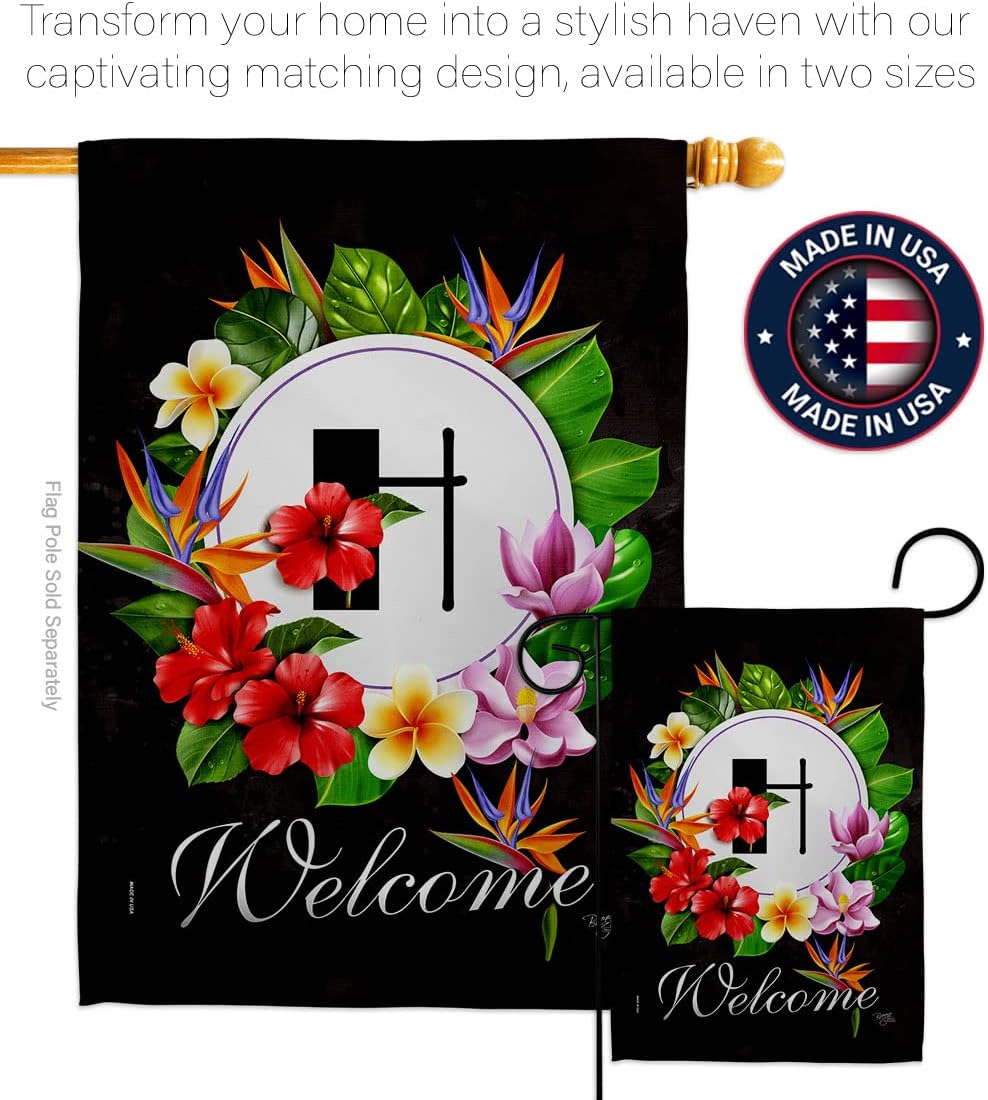 Breeze Decor Tropical H Garden Flag Monogram Spring Floral Sunflower Tulip Rose Orchid Lilies Season Springtime Flower Wreath House Decoration Banner Small Yard Gift Double-Sided, Made in USA