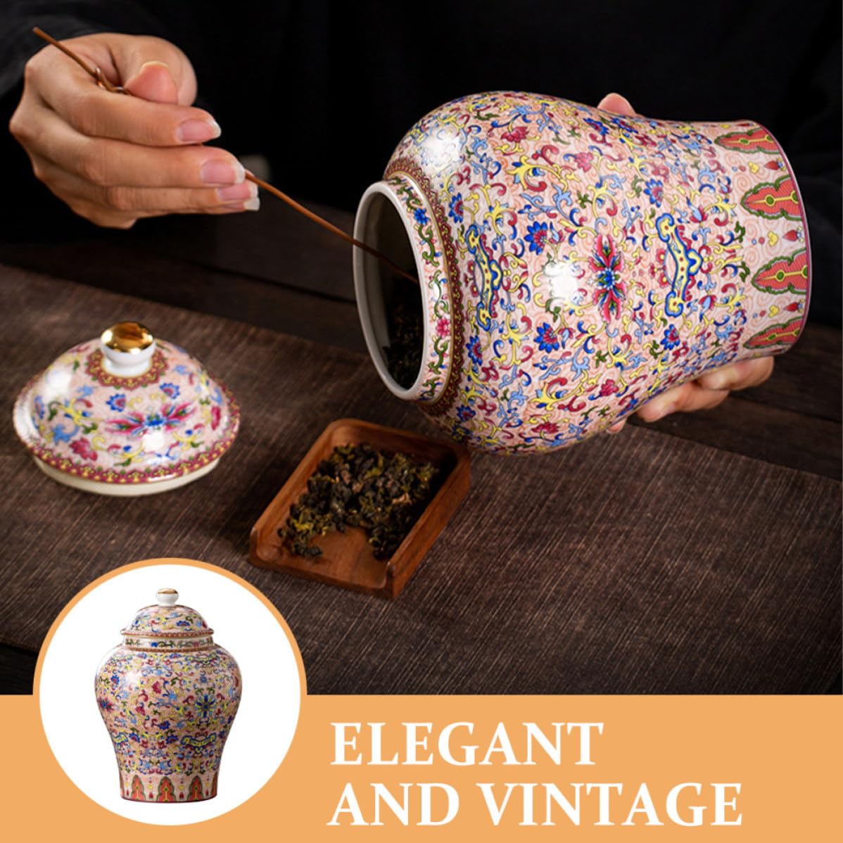 INOOMP Luftdichte Keramik Teedose im Vintage Palaststil für Losen Tee