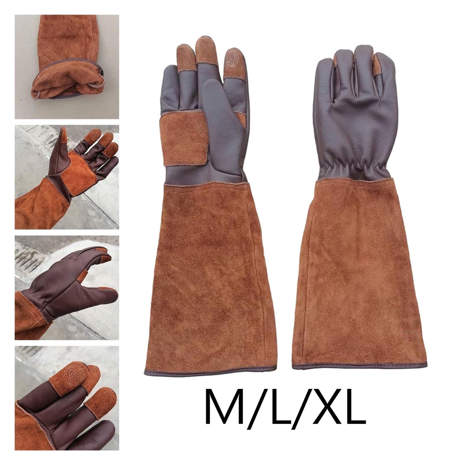 Gartenhandschuhe, Gartenhandschuhe, Langer Ellenbogen, PU-Leder, mehrere Größen(M)