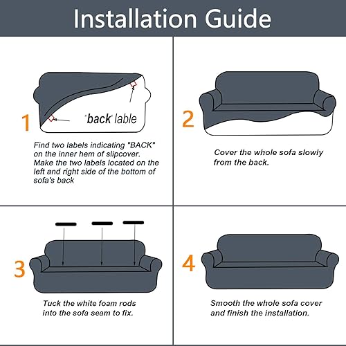 Miniatura 7 de AUJOY - Funda elástica para sofá de 1 pieza para sofá de 3 plazas, de jacquard y elastano, con espuma antideslizante, ideal para proteger los