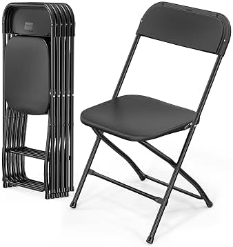 Bonnlo Set de 6 Sillas Plegables – Sillas de Comedor, Jardín, Camping, Plegables, para Balcón, Sala de Estar, Restaurante y Conferencias, Ergonómicas, 47x47x75 cm, hasta 150 kg, Negro