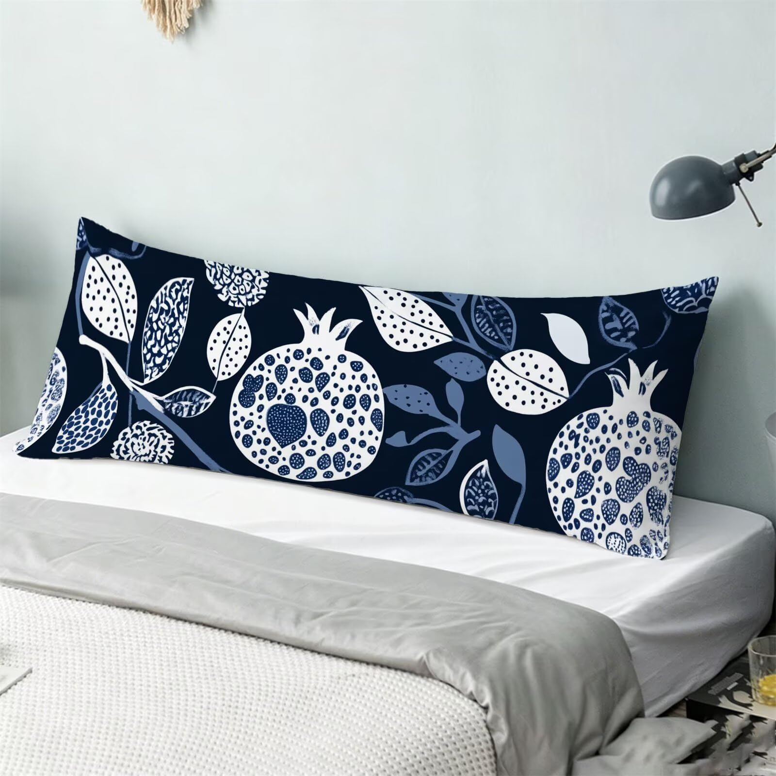 Poszewka na poduszkę 60 x 180 cm, poszewka na poduszkę dla osób śpiących na boku, niebieska, granatowa, ciążowa, aksamitna, dla osób śpiących na boku, długa poduszka, nowoczesna, dwustronny nadruk, na