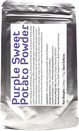 Purple Sweet Potato Powder (Purple Yam, Ube) - 100% Natural - Delicious, Colour-changing Raw Sweet Potato Powder | Add To Cereal, Porridge, Yogurt, Smoothies | Net Weight: 75g