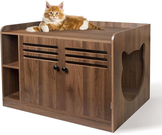 Imeepa Litter Box Enclosure, Cat Litter Box Furniture Hidden, Hidden