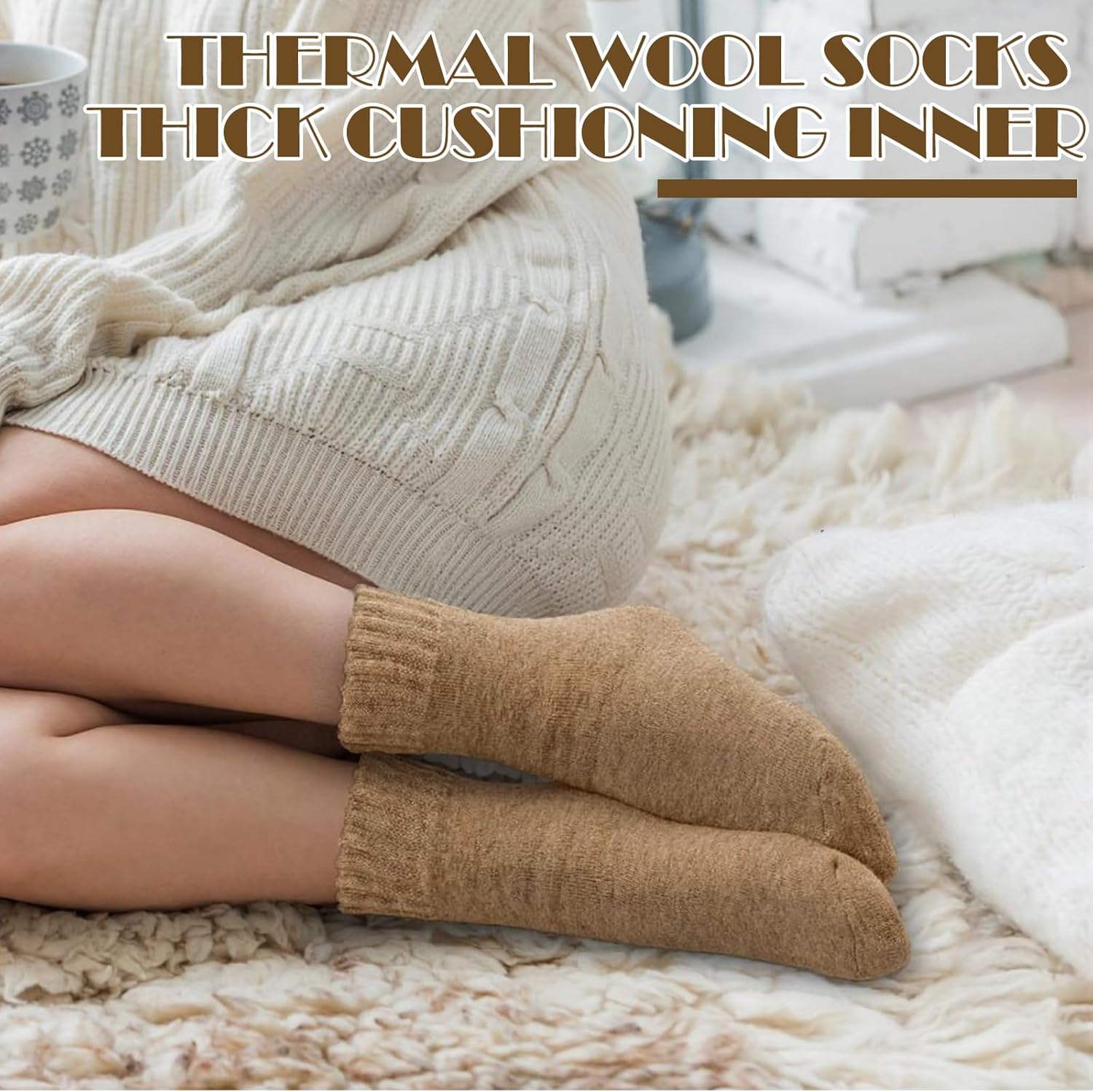 6/15/30 Pairs Women's Merino Wool Socks Hiking Fuzzy Warm Winter Thick Thermal Crew Boot Work Socks for Ladies Gift