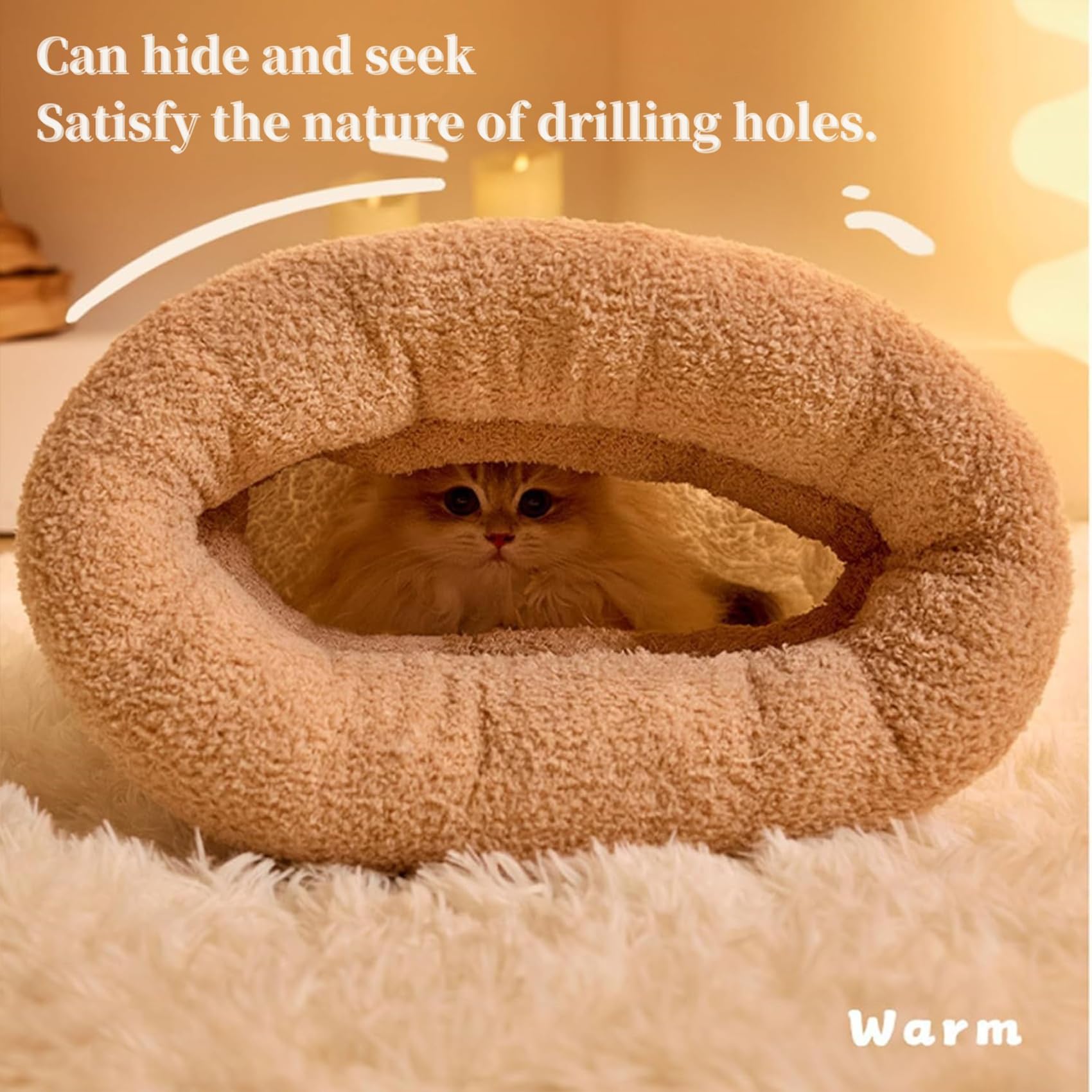Cat Sleeping Bag, Cat Sleeping Bag for Indoor Cats, Cat Winter Sleeping Bag, Cat Bed Cave, Winter Cat Sleeping Bag for Cats, 360°Wrap Comfortable Soft Plush Sack Self Warm Pet Snuggle Sack (L,Gray)