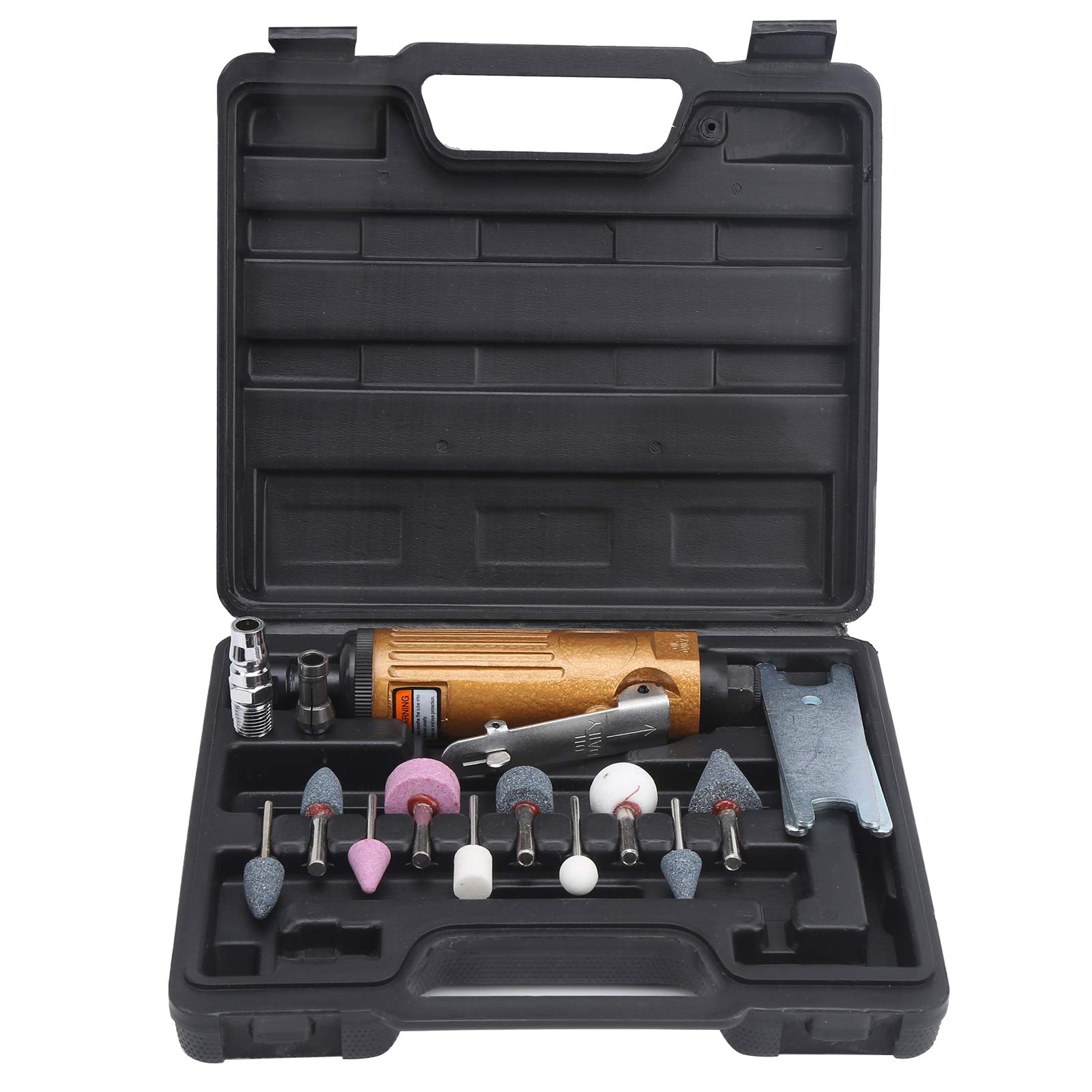 Smerigliatrice pneumatica ad aria compressa per incisione, KP-621, 22.000 giri/min, kit di smerigliatrice ad alta velocità con interruttore di sicurezza, manico diritto compatto (Stile UE)