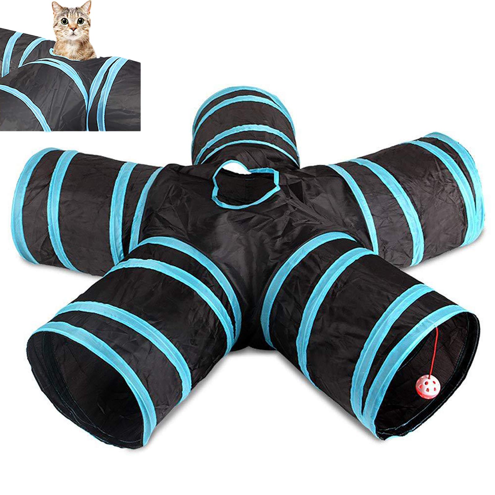 Tunnel De Chat,Tunnel pour Animaux De Compagnie Tunnel pour Chat en Peluche Jouet pour Chat Tunnel De Jeu Pliable Tunnel De Bruissement pour Chats, Chiots, Lapins Et Petits Animaux,5 Tunnel