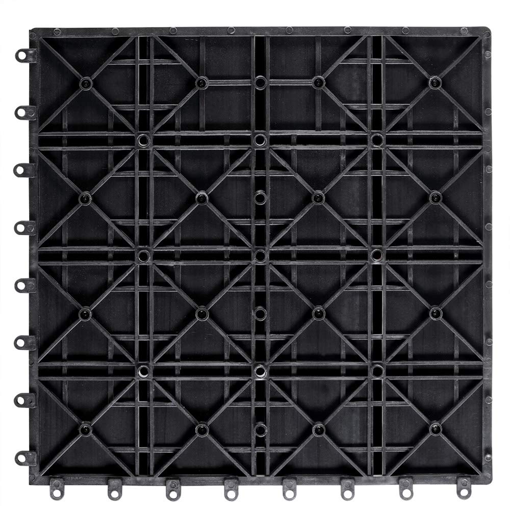 CASARIA® Set Baldosas Jardín Exterior WPC 30x30cm Losetas Madera Antideslizantes con Drenaje Suelo Terraza Balcón Sistema Click Aspecto Madera 4 Tablones Resistente a la Intemperie Antracita 1m²