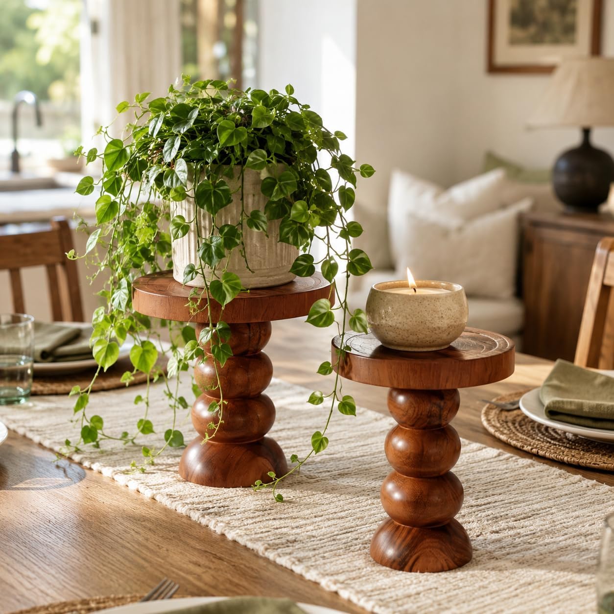 Mini Round Wood Risers, 2 Pieces Mini Riser Stand, Display Riser for Candles, Cupcakes or Small Plants, 3.5" & 5.5"