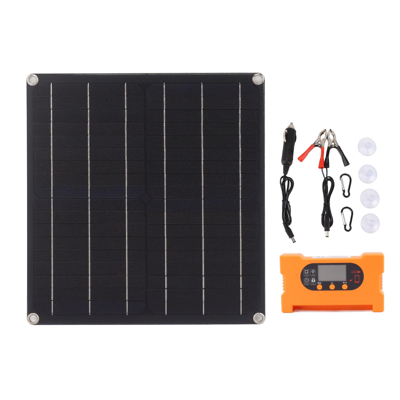 Kit Pannello Solare Intelligente da 25 W 10 A in Silicio Monocristallino con Controller Ad Azionamento Diretto, Batteria Senza Batteria 12 V 24 V per Illuminazione Utensili Elettrici