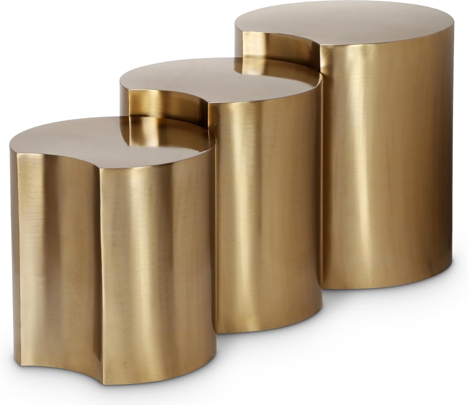 Meridian Furniture Dimple 3 Piece Gold Iron Metal End Table