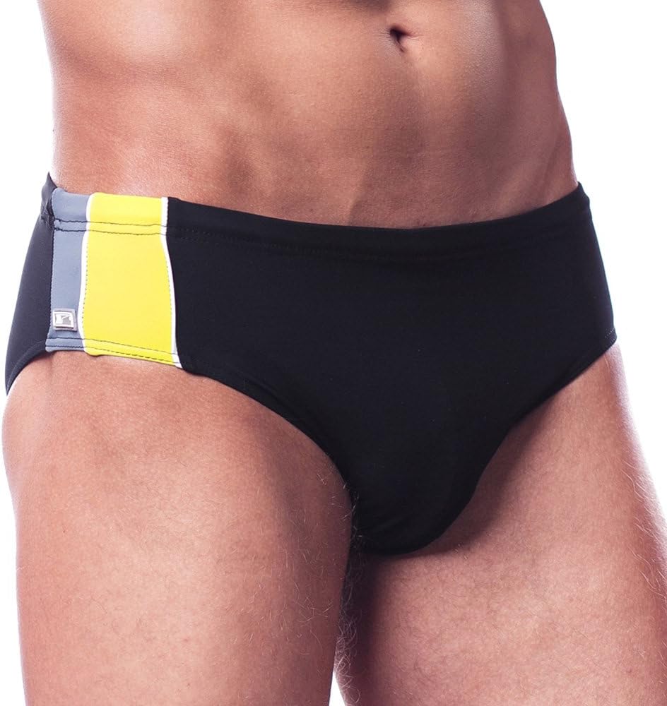 Shepa 053 men's swimming trunks briefs smooth not patterned classic, black,M