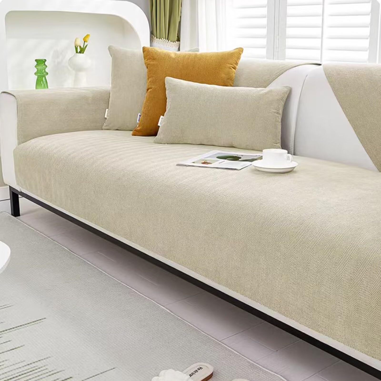 Housses de canapé antidérapantes en chenille douce lavable 70x240cm