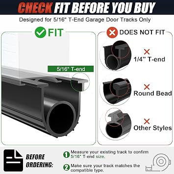 Garage Door Seals Bottom Rubber - Jobon 16.5 Ft Universal U+O Weatherproofing Garage Door Weather Stripping Bottom Seal Replacement Fits Most Standard Garage Doors, Easy Installation