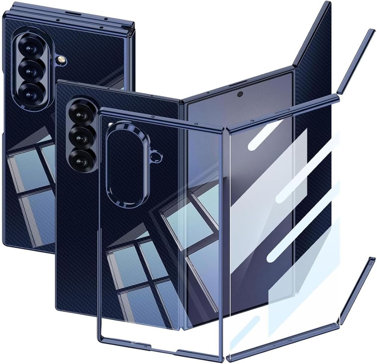 Transparent Case for Samsung Galaxy Z Trifold, Built-in Screen Protector & Electroplated Edge, Slim Shockproof Protective Cover(Gold)