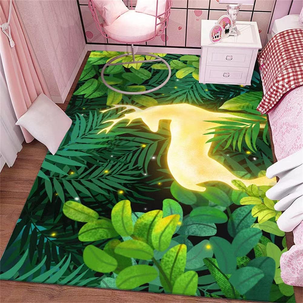Tapis antistatique et confortable aux feuilles vertes : la douceur idéale pour le sol de bébé