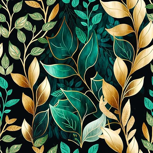 Vintage Dark Green Vine Leaf Plants Black Golden Fairy Garden
