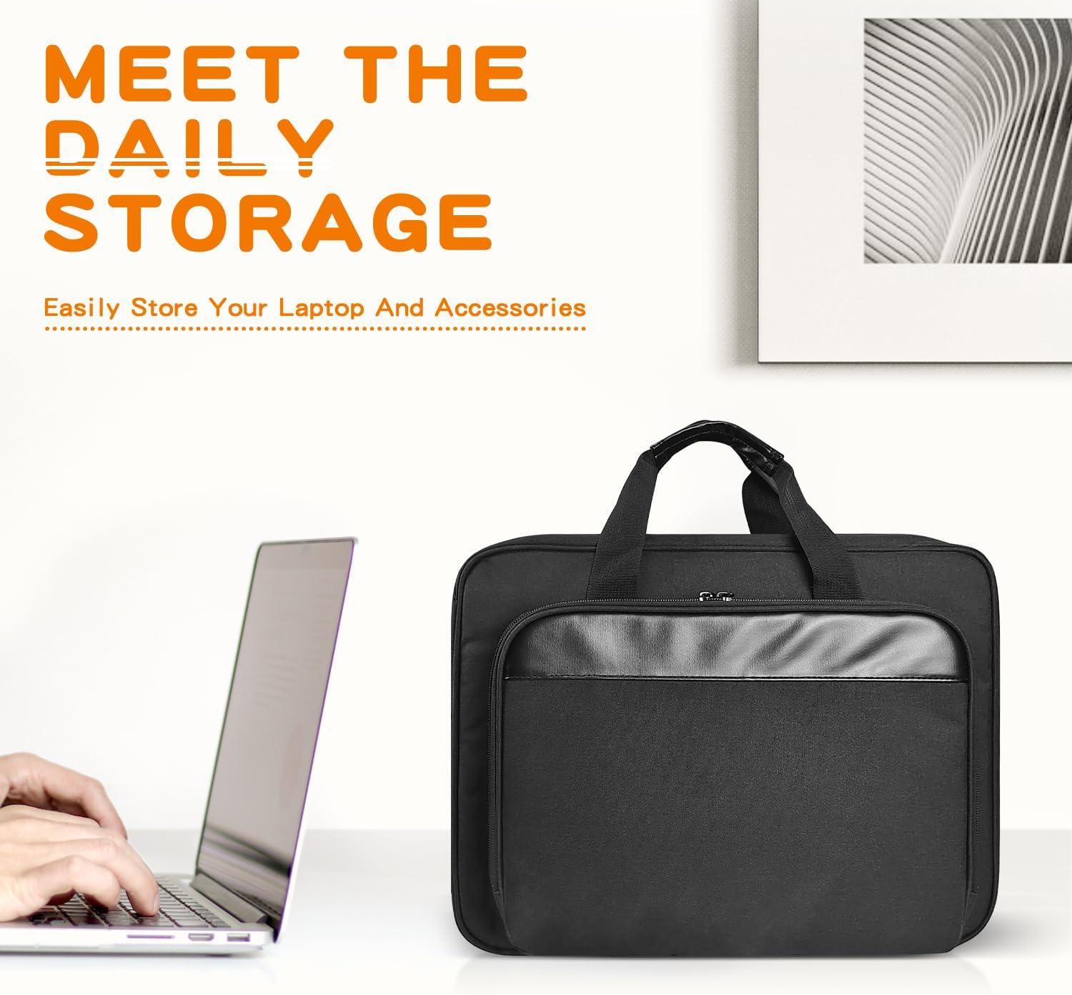 Double-Layer Portable Mobile Printer Storage Bag with 16.14 in Compatible with HP Tango/Tango X, HP Officejet 250/200 Printer Carrying Case with Laptop Layer, Shoulder & Trolley Strap - Image 7