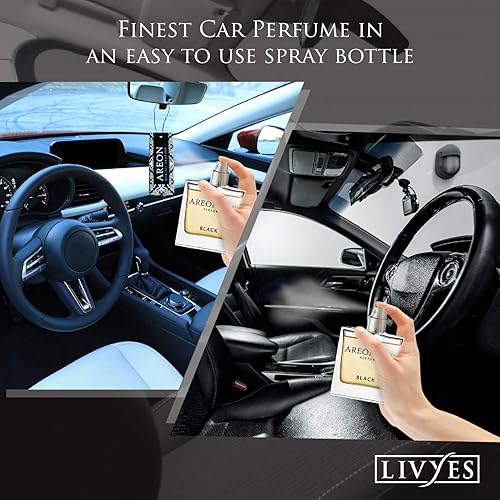 Miniatura 4 de AREON Perfume de automóvil dorado – Ambientador en botella de vidrio – Spray eliminador de olores de lujo con almohadilla absorbente para colgar,