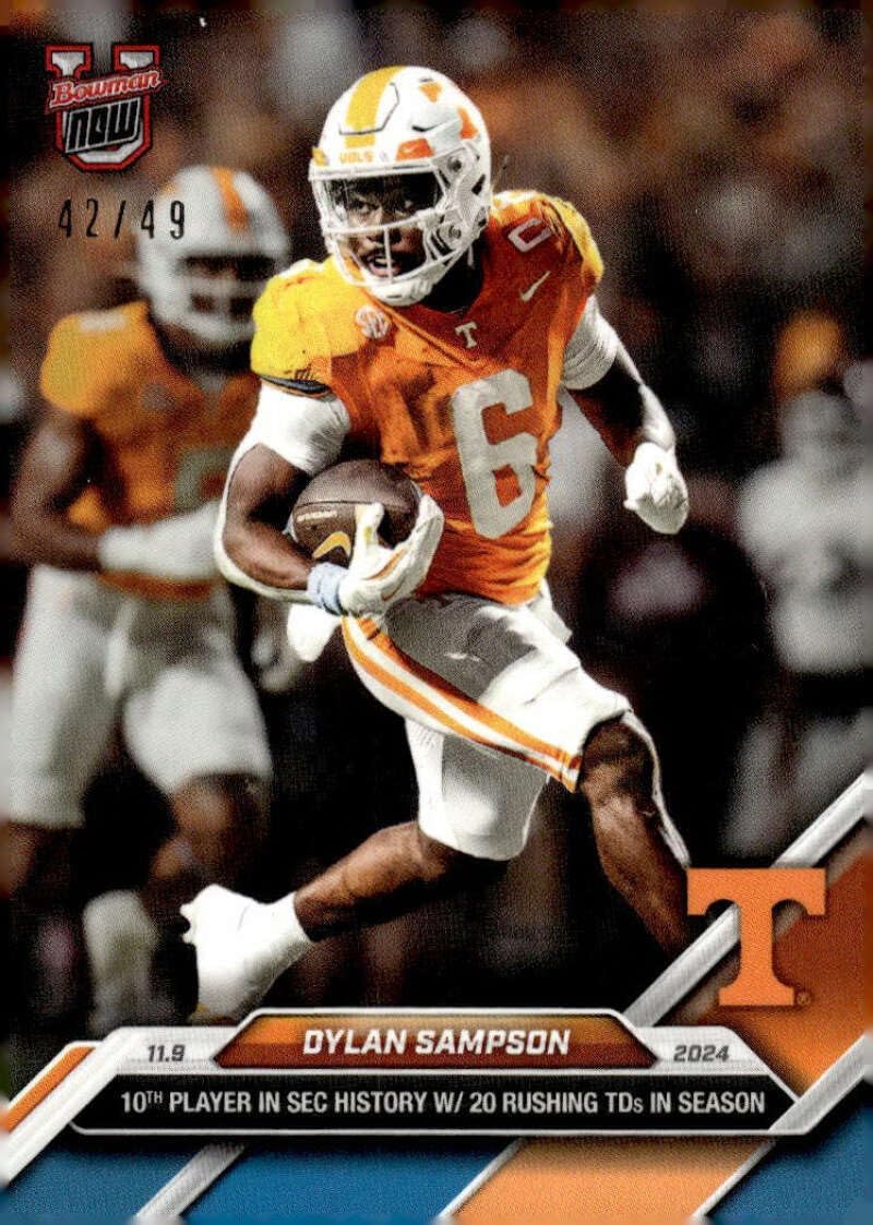 DYLAN SAMPSON RC SP 2024 Bow man NOW Collection Blue 42/49 Pre-ROOKIE #39 Tennessee NM-MT Football 20 Rushing TDs