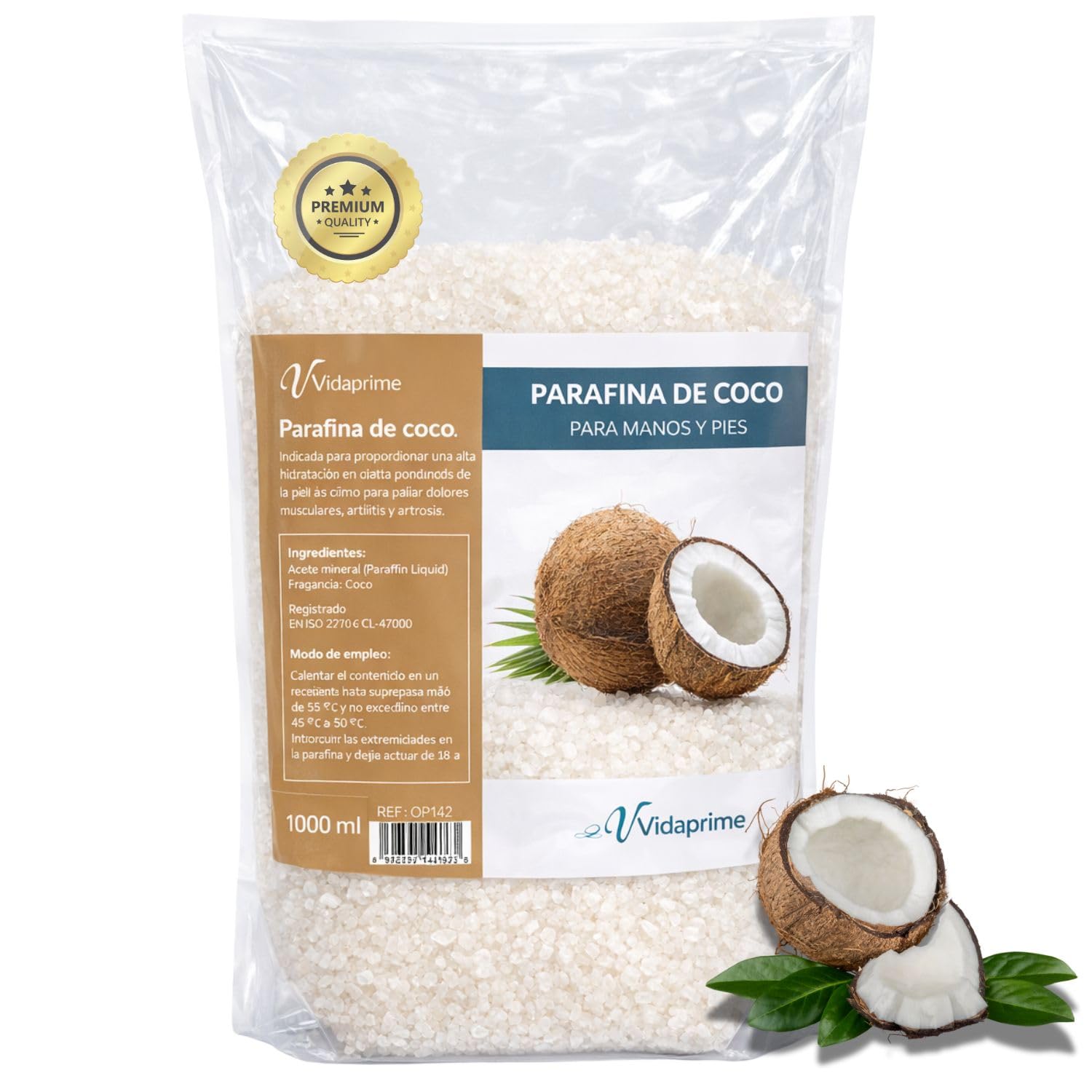 PARAFINA para Manos y Pies REHABILITACIÓN 1000 ml - Masajes de Parafina Esencia de COCO - Baño Parafina PROFESIONAL - Termoterapia Dolor Muscular + Artritis Artrosis Manos y Pies