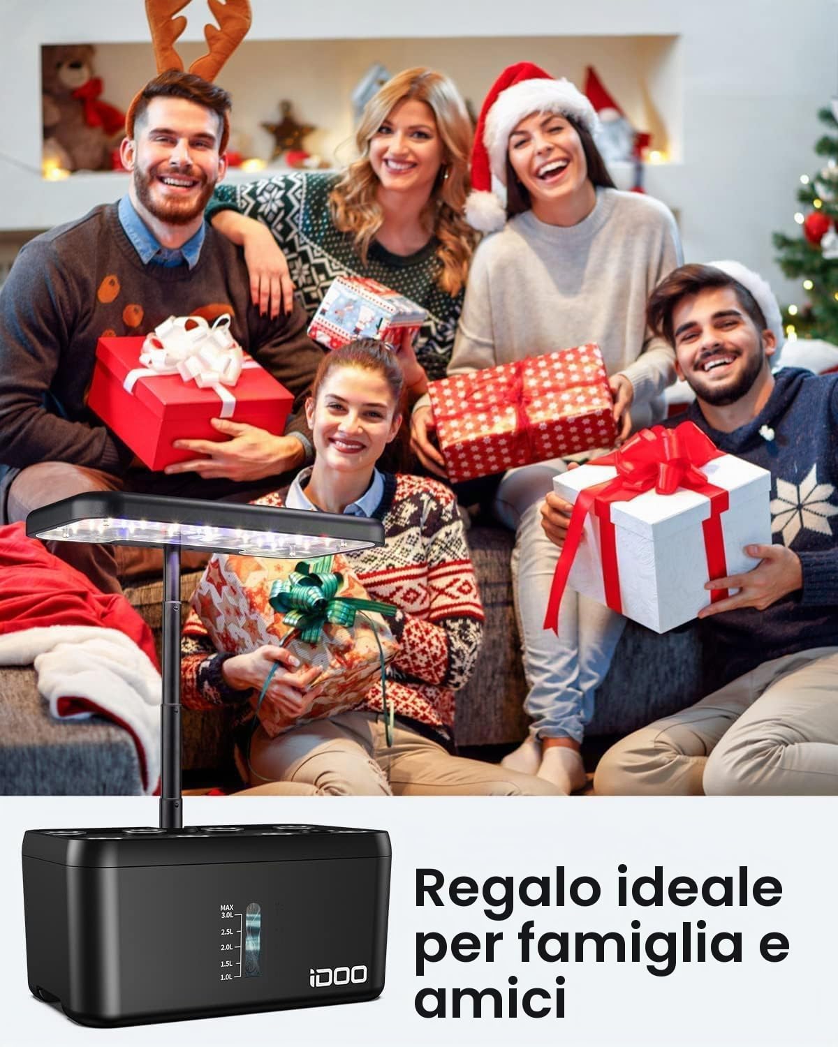 iDOO regalo festa della mamma, coltivazione idroponica, giardino intelligente con timer automatico, 8 baccelli serra idroponica smart indoor garden con lampada di coltivazione a LED, kit germinazione