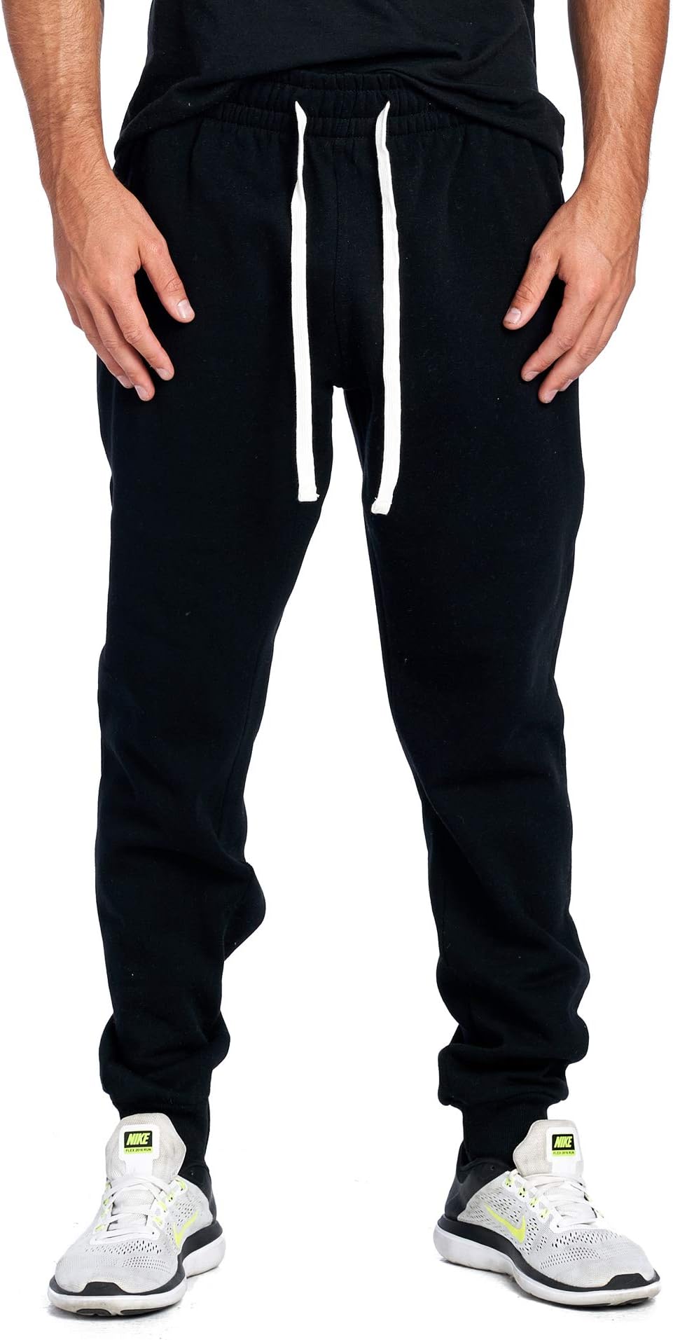 PROGO USA Men's Joggers Sweatpants Basic Fleece Marled Jogger Pant Elastic Waist