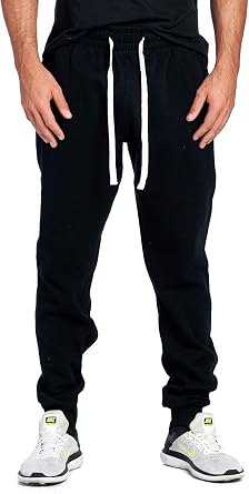 PROGO USA Mens Joggers Sweatpants Basic Fleece Marled Jogger Pant Elastic Waist